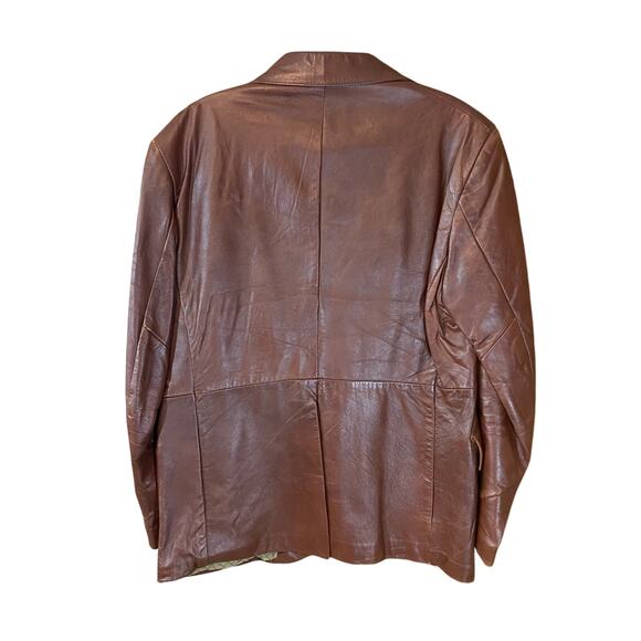 Vintage Sears Clipper Mist Brown Leather Blazer 42S Equestrian Lined western - Picture 12 of 12